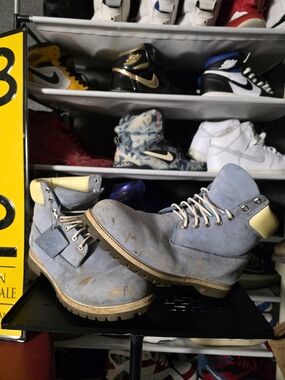 🔥 Timberland Light Blue and Cream Work Boots Size 13 Men's